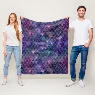 Glanzend Paarse Ombre & Glitter Dragonschubben Fleece Deken