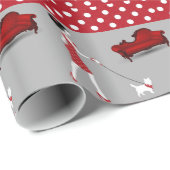 Glanzend papier met rode pokdot (Rol Hoek)