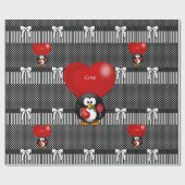 Glanzend papier met vulling Penguin Love Black (Vlak)