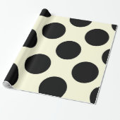 Glanzend papier Stippen Circles Black Cream (Uitgerold)