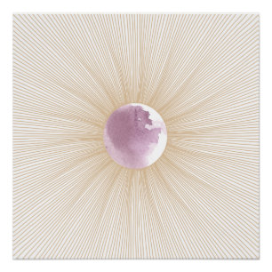 Glanzend Poster met goudgeometrische Paarse motorm Perfect Poster