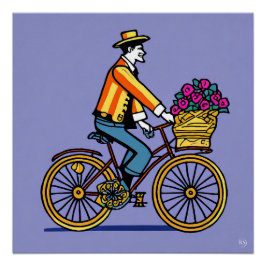 Glanzend Poster op de fiets Perfect Poster