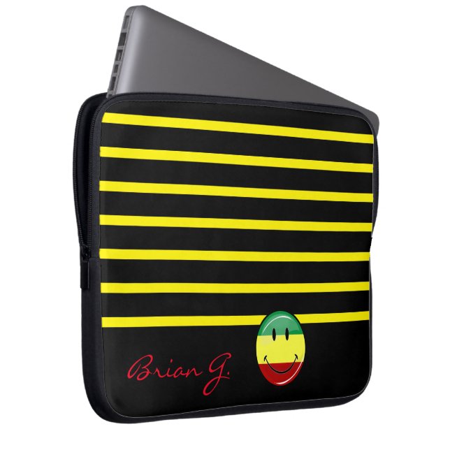 Glanzend Rasta Colors Vlag Laptop Sleeve (Voorkant Rechts)