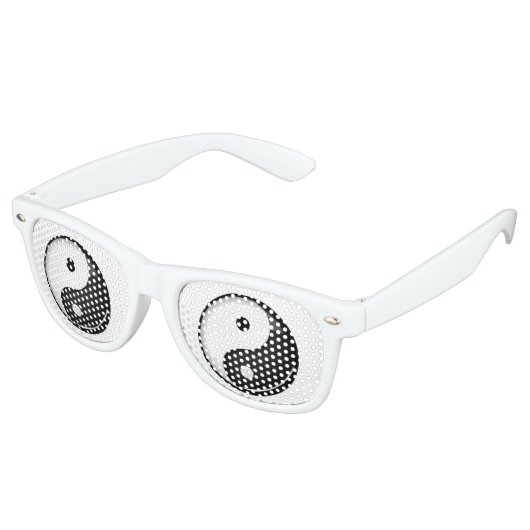 Glanzend Rond Yin Yang Symbool Retro Zonnebril (Gekanteld)
