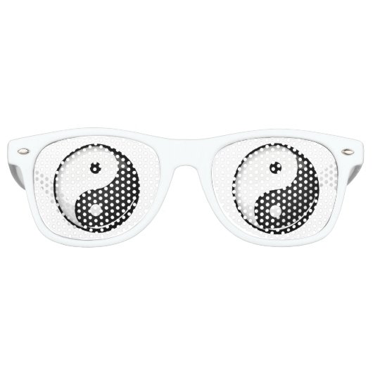 Glanzend Rond Yin Yang Symbool Retro Zonnebril (Voorkant)