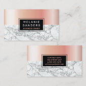 Glanzend Roos Gold Metal | Marmer Visitekaartje (Voorkant / Achterkant)