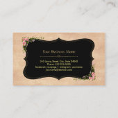 Glanzend Roze Goud Glitter Wilde Bloemen Monogram Visitekaartje (Achterkant)