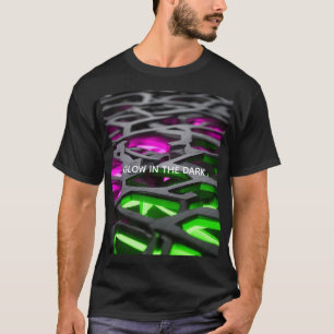 Glanzend Roze Groene Futuristische 3D Traliewerk T-shirt