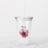 Glanzend Roze Hollyhock Flower Personalized Acryll Acryl Drinkbeker (Voorkant)
