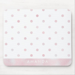 Glanzend roze POLKA DOTS PERSONALIZE VOEGT JOUW NA Muismat