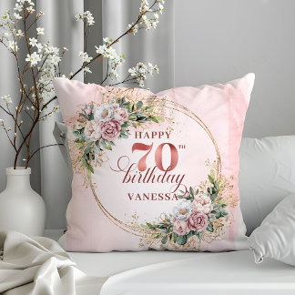 Glanzend Stof Pink Boho Kussen 70e Verjaardag