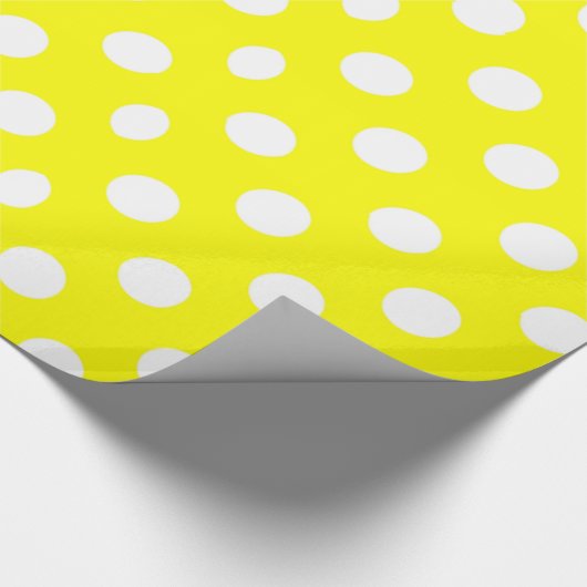 Glanzend Verpakkend Document Geel & Witte Polka-Pu Cadeaupapier (Hoek)