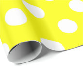 Glanzend Verpakkend Document Geel & Witte Polka-Pu Cadeaupapier (Rol Hoek)