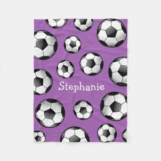 Glanzend Voetbal Paars Fleece Deken (Voorkant)