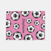 Glanzend Voetbal Roze Fleece Deken (Voorkant (Horizontaal))
