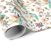 Glanzend wrapppapier, Floral Cadeaupapier (Rol Hoek)
