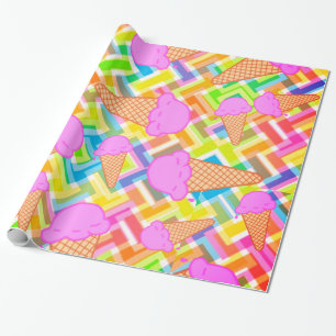 Glanzend wrapppapier, pastel Chevron Ice Cream Cadeaupapier