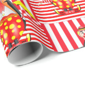 Glanzend wrapppapier, rode strepe popcorn cadeaupapier (Rol Hoek)