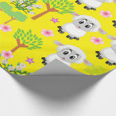 Glanzend wrapppapier, schapenbomen, geel cadeaupapier (Hoek)