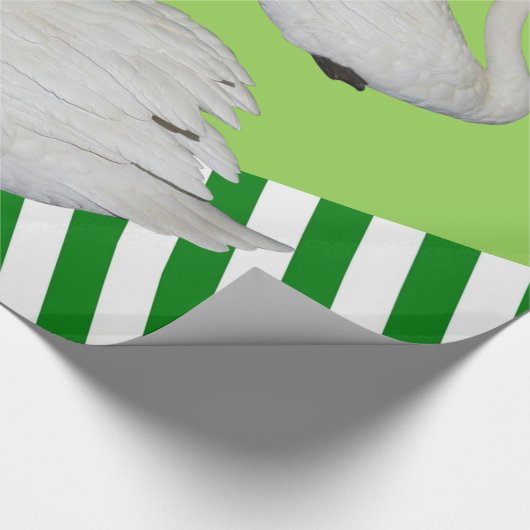Glanzend wrapppapier, Swan Green Stripe Cadeaupapier (Hoek)