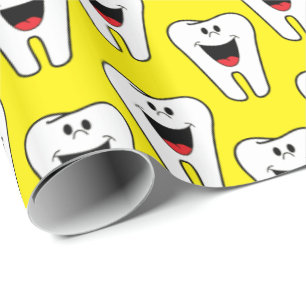 Glanzend wrapppapier, Tedgeel tandheelkundige tand Cadeaupapier
