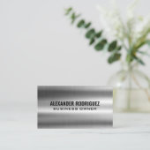 Glanzend zilver metallic visitekaartje (Staand voorkant)