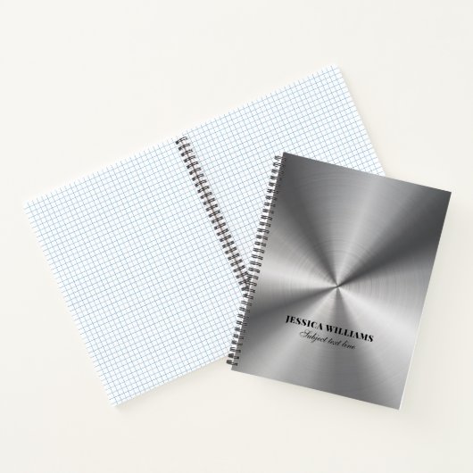 Glanzend zilvergrijs Roestvrijstalen look Notitieb Notitieboek (Binnen)