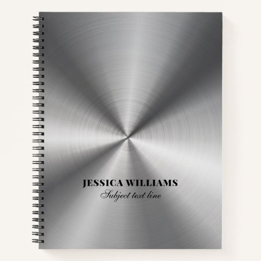 Glanzend zilvergrijs Roestvrijstalen look Notitieb Notitieboek (Voorkant)