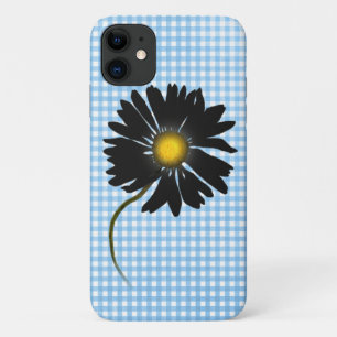 glanzend zwart dagblad op gingham iPhone 11 hoesje