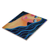 Glanzend zwart haar keramische Tegel Tegeltje (Zijkant)