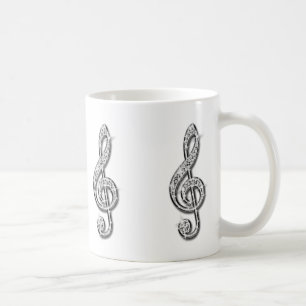 Glanzend Zwarte En Zilveren Muzieknoot Koffiemok