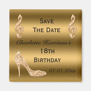 Glanzende 18e Verjaardag Save The Date Gouden Stil Magneet