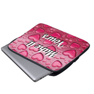 Glanzende 3D Roze Jelly Harten Laptop Hoes