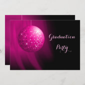 Glanzende Afstudeer Roze Feest Disco Bal Kaart (Voorkant / Achterkant)