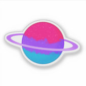 Glanzende androgyne planeet met ringen sticker (Voorkant)