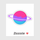 Glanzende androgyne planeet met ringen sticker (Vel)