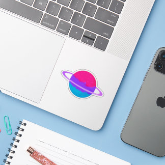 Glanzende androgyne planeet met ringen sticker