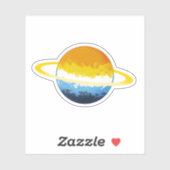 Glanzende Aromantische Aseksuele Planeet Met Ringe Sticker (Vel)