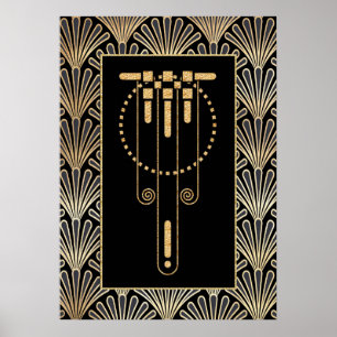 Glanzende Art Deco Poster. Poster