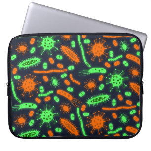 Glanzende bacteriën Micro-organisme giftig oranje Laptop Sleeve
