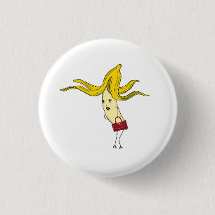 Glanzende banaan, banaanthema ronde button 3,2 cm
