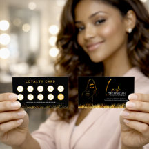Glanzende Black & Gold Lash Tech Loyaltycard