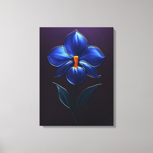 Glänzende Blaue Orchidee – Botanische Kunst Canvas Afdruk (Voorkant)