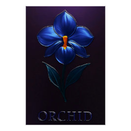 Glänzende Blaue Orchidee – Botanische Kunst Perfect Poster