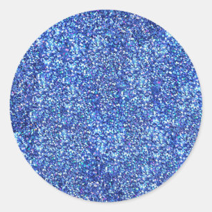 Glanzende Blauwe Glitter Lege Sjabloon Klassiek Ronde Sticker