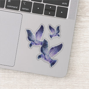 Glanzende Blauwe Kerstduiven Sticker