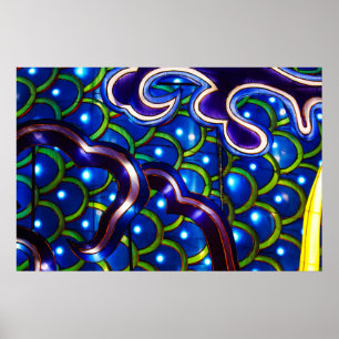 Glanzende Blauwe Schubben Poster