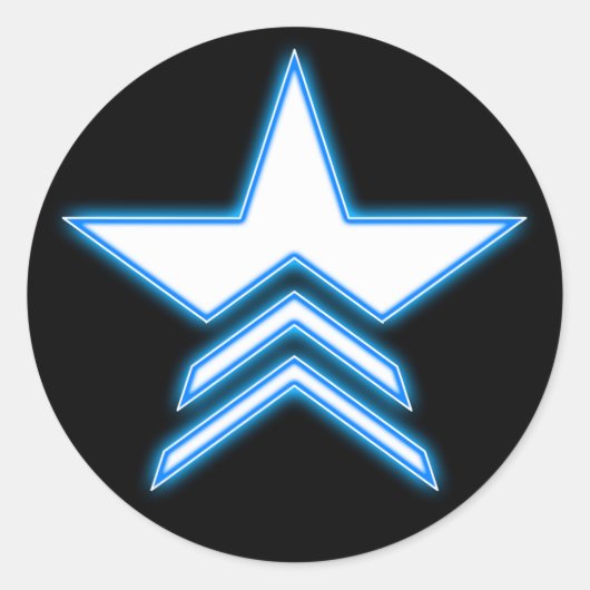 Glanzende Blauwe Ster Commandant Logo Sticker (Voorkant)