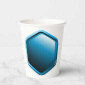 Glanzende Blauwe Zeshoekige Icoon Moderne Geometri Papieren Bekers (Voorkant)