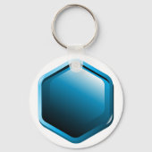 Glanzende Blauwe Zeshoekige Icoon Moderne Geometri Sleutelhanger (Voorkant)